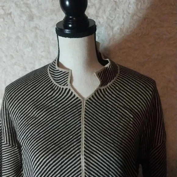 Zaket & Plover Womens Sz M Black/Brown Stripe Pullover Sweater Cotton Cashmere - Picture 5 of 8